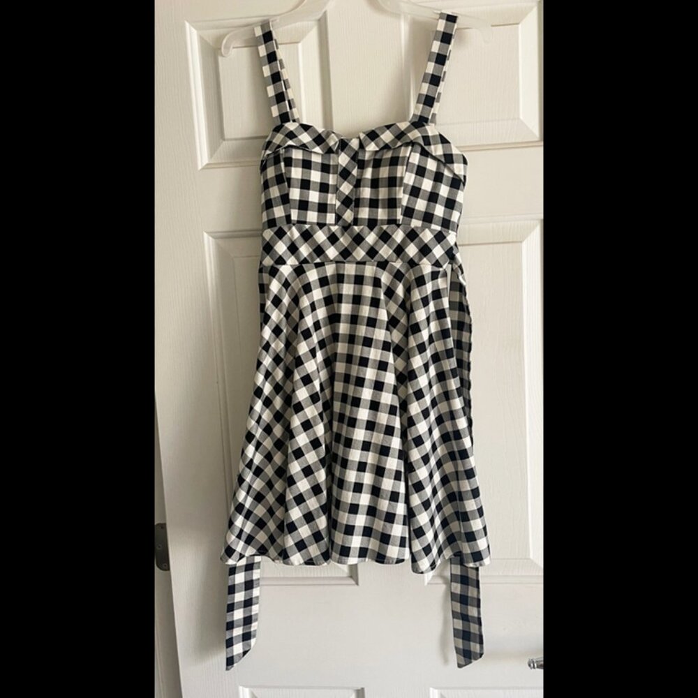 Adorable Girl's Black and White Check Retro Flare Dress by Ixia
